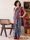 Impressive 1-Minute Ready To Wear grey&red mul cotton  Saree