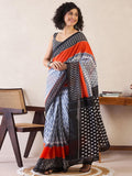 Flameboyant white&black Fancy cotton Saree With Designer Blouse Piece