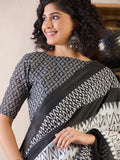 Arresting 1-Minute Ready To Wear black&white mul cotton Saree