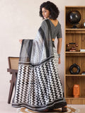 Arresting 1-Minute Ready To Wear black&white mul cotton Saree