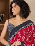Improbable 1-Minute Ready To Wear red&black mul cotton  Saree