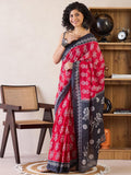 Improbable 1-Minute Ready To Wear red&black mul cotton  Saree