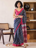 Preferable grey&pink mul cotton Saree With Alluring Blouse Piece