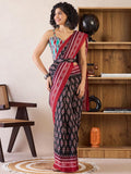 Surreptitious 1-Minute Ready To Wear Red&black  mul Cotton Saree