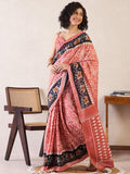 Moiety 1-Minute Ready To Wear Peach mul cotton  Silk Saree