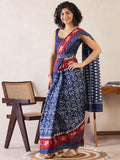 Gossamer 1-Minute Ready To Wear Navy Blue mul cotton  Saree