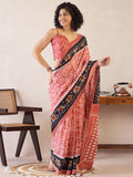 Moiety 1-Minute Ready To Wear Peach mul cotton  Silk Saree