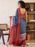Demesne 1-Minute Ready To Wear blue&Red mul cotton  Saree