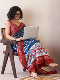 Demesne 1-Minute Ready To Wear blue&Red mul cotton  Saree