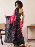 Ethereal 1-Minute Ready To Wear Black&pink  mul Cotton Saree