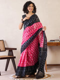 Ethereal 1-Minute Ready To Wear Black&pink  mul Cotton Saree