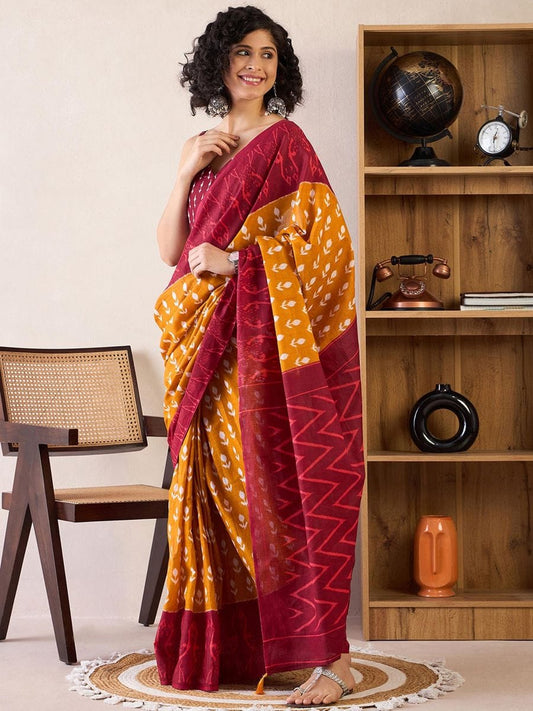Sizzling 1 Minute Ready To Wear blue&Red Mul Cotton Digital Printed Saree