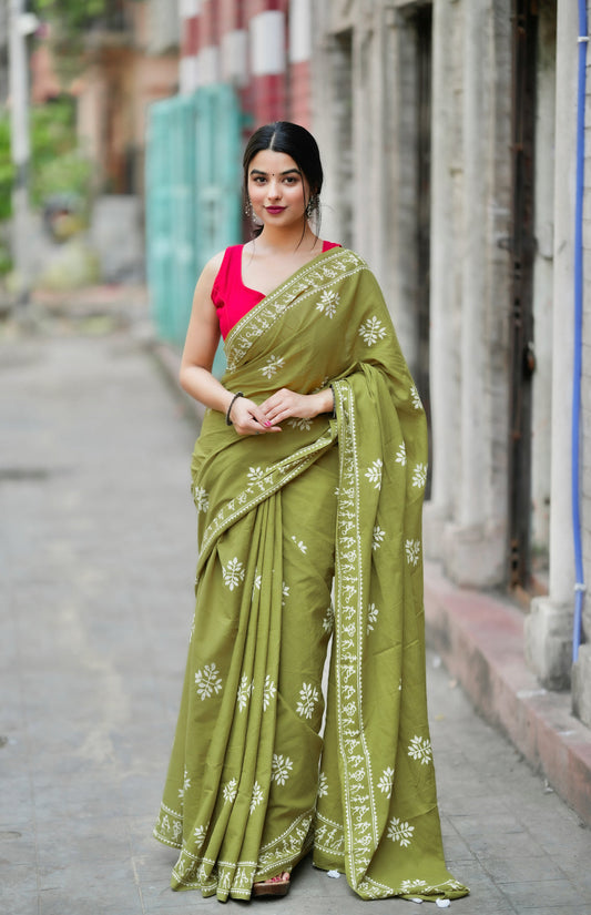 Pocket Ready-to-Wear Saree in Soft Mul Mul Cotton – Effortless Style for Daily Elegance