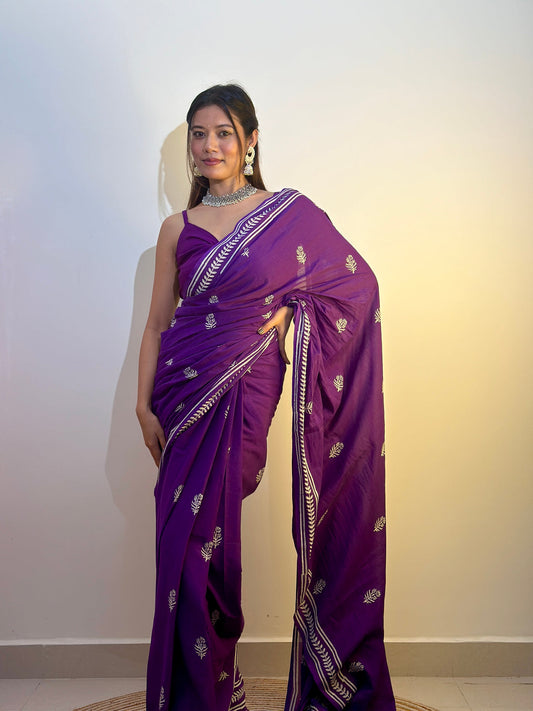 Mul Mul Cotton Ready To Wear Saree with Pocket – Elegant & Effortless Style
