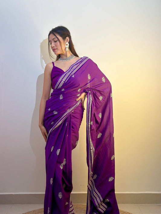 Mul Mul Cotton Ready To Wear Saree with Pocket – Elegant & Effortless Style