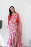 Stylish Pink Georgette Saree – Hassle-Free Draping in Just One Minute.