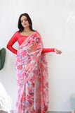 Stylish Pink Georgette Saree – Hassle-Free Draping in Just One Minute.