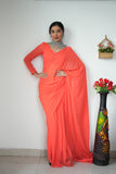 Lightweight Ready-to-Wear Plain Orange Color Georgette Saree