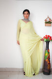 Lightweight Ready-to-Wear Plain Lemon Color Georgette Saree