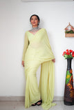 Lightweight Ready-to-Wear Plain Lemon Color Georgette Saree