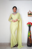 Lightweight Ready-to-Wear Plain Lemon Color Georgette Saree