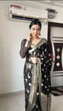 Chic Black  Ready-to-Wear Cotton Saree for Modern Women
