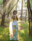 Adorning 1-Minute Ready To Wear white  Organza Silk Saree