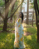 Adorning 1-Minute Ready To Wear white  Organza Silk Saree