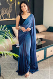 Blooming 1-Minute Ready To Wear Blue Chiffon Silk Saree