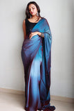 Blooming 1-Minute Ready To Wear Blue Chiffon Silk Saree