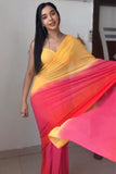 Classy 1-Minute Ready To Wear Yellow and Red Georgette Saree
