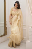 Ravishing 1-Minute Ready To Wear Beige Cotton Silk Saree
