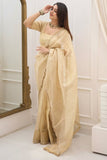 Ravishing 1-Minute Ready To Wear Beige Cotton Silk Saree