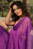 Glittering 1-Minute Ready To Wear Purple Georgette Saree