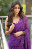 Glittering 1-Minute Ready To Wear Purple Georgette Saree