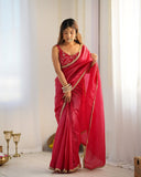 Admirable 1-Minute Ready To Wear Dark Pink Crush Silk Saree
