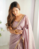 Fugacious 1-Minute Ready To Wear Lavender Crush Silk Saree