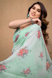 Gorgeous 1-Minute Ready To Wear Sea Green Georgette Saree