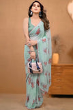 Gorgeous 1-Minute Ready To Wear Sea Green Georgette Saree