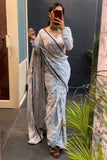Mellifluous 1-Minute Ready To Off White Georgette Saree