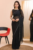 Denouement 1-Minute Ready To Wear Black Georgette Saree