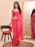 Felicitous 1-Minute Ready To Wear Pink Georgette Saree