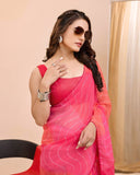 Felicitous 1-Minute Ready To Wear Pink Georgette Saree