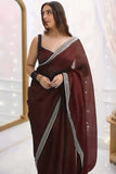 Effulgent 1-Minute Ready To Wear Maroon Organza Silk Saree