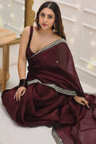 Effulgent 1-Minute Ready To Wear Maroon Organza Silk Saree