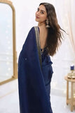 Gossamer 1-Minute Ready To Wear Navy Blue Organza Silk Saree