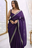 Lagniappe 1-Minute Ready To Wear Purple Organza Silk Saree