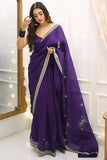 Lagniappe 1-Minute Ready To Wear Purple Organza Silk Saree