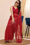Dissemble 1-Minute Ready To Wear Red Georgette Saree