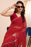 Dissemble 1-Minute Ready To Wear Red Georgette Saree
